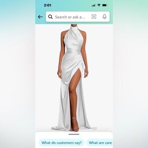 Halter Bridesmaid Dresses Long with Slit Satin